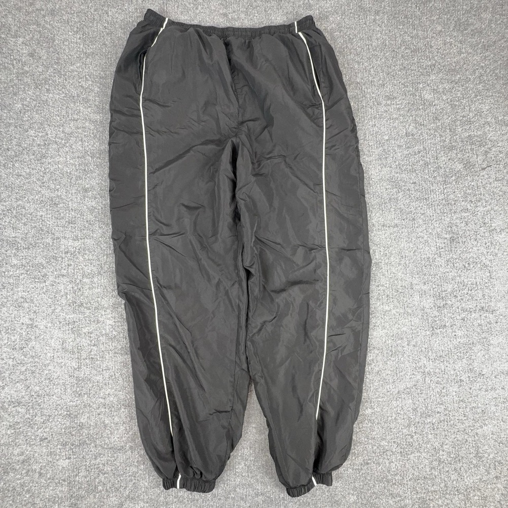 King Size Pants Mens See Measurements Black Track Lined Elastic Cuff Piping